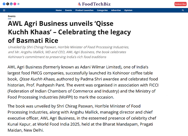 Kohinoor Basmati Rice PR - Food Tech Biz