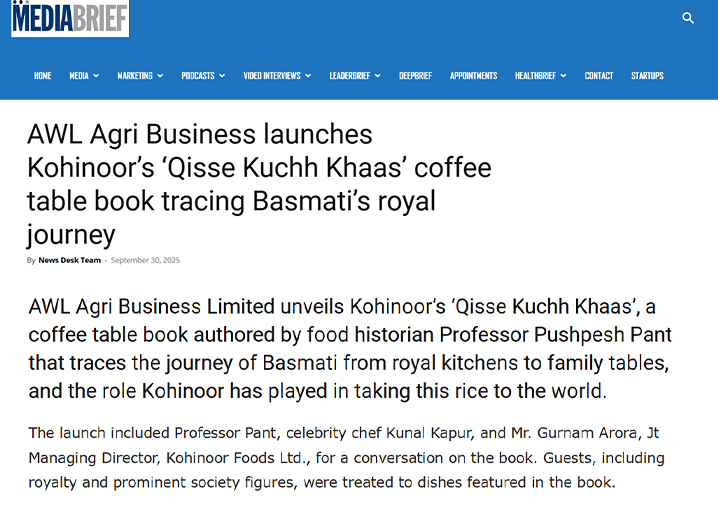 Kohinoor Basmati Rice PR - Media Brief