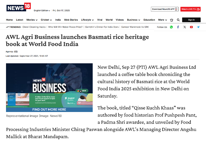 Kohinoor Basmati Rice PR - News 18