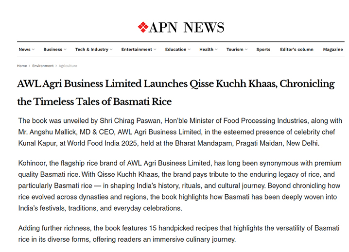 Kohinoor Basmati Rice PR - APN News