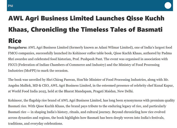 Kohinoor Basmati Rice PR - Press Network of India 