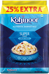 Kohinoor Super Value Authentic Basmati Rice (25% Extra)
