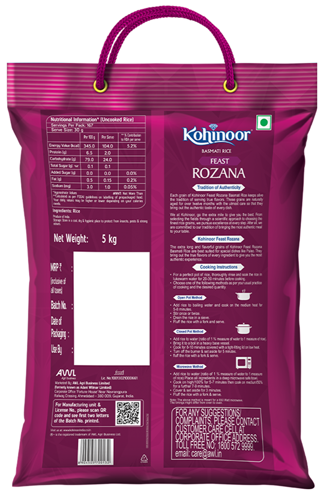 Kohinoor Feast Rozana Basmati Rice 5kg