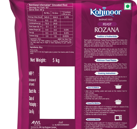 Kohinoor Feast Rozana Basmati Rice 5kg